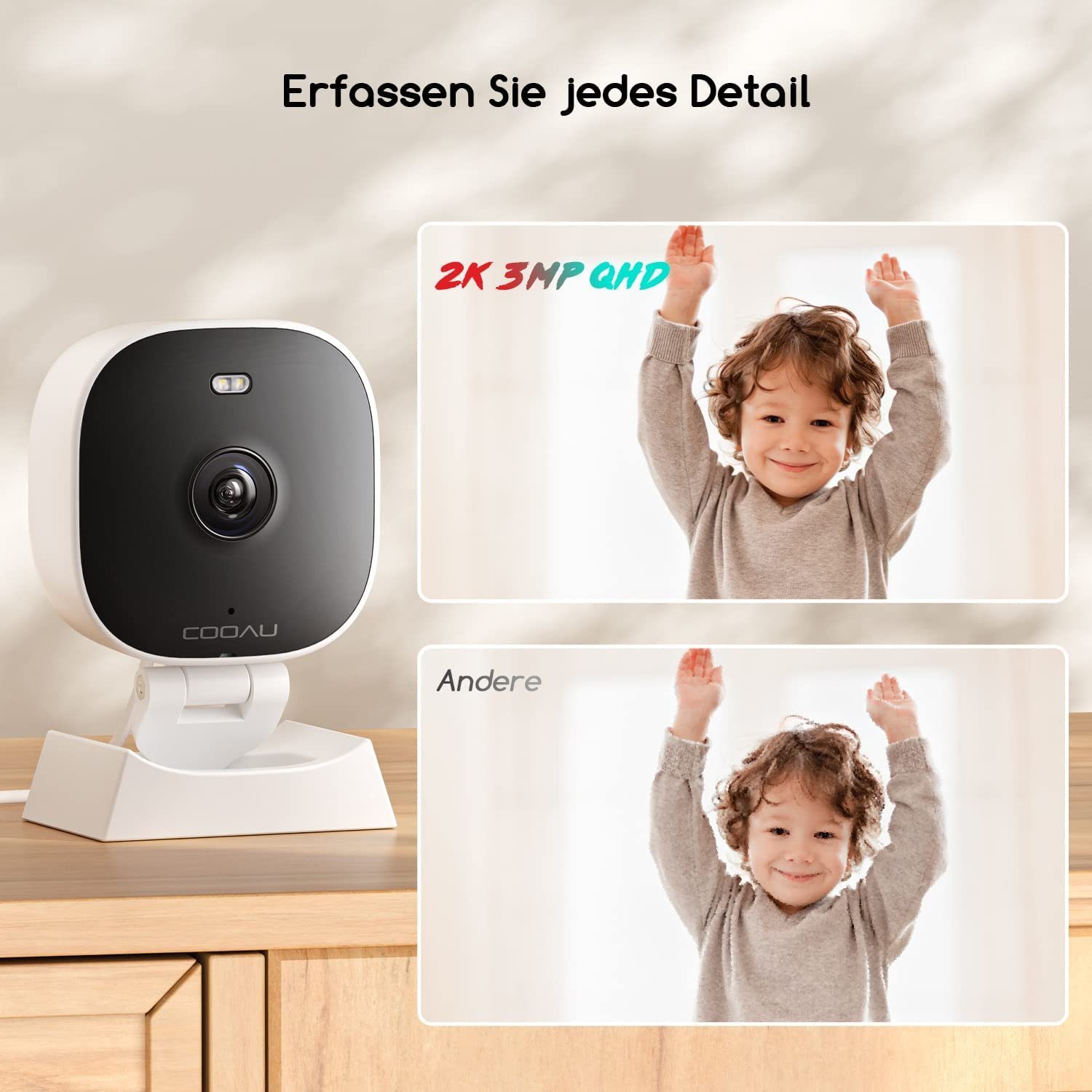 COOAU 2K Überwachungskamera Aussen WLAN,355°/90°Schwenkbar IP Kamera Outdoor Überwachungskamera (AuBenbereich, Innenbereich,Aussen,Drinnen, Wasserdicht Funktioniert,Kompatibel mit Alexa, mit Mensch Bewegungsmelder, Automatische Verfolgung,24/7 Aufnah