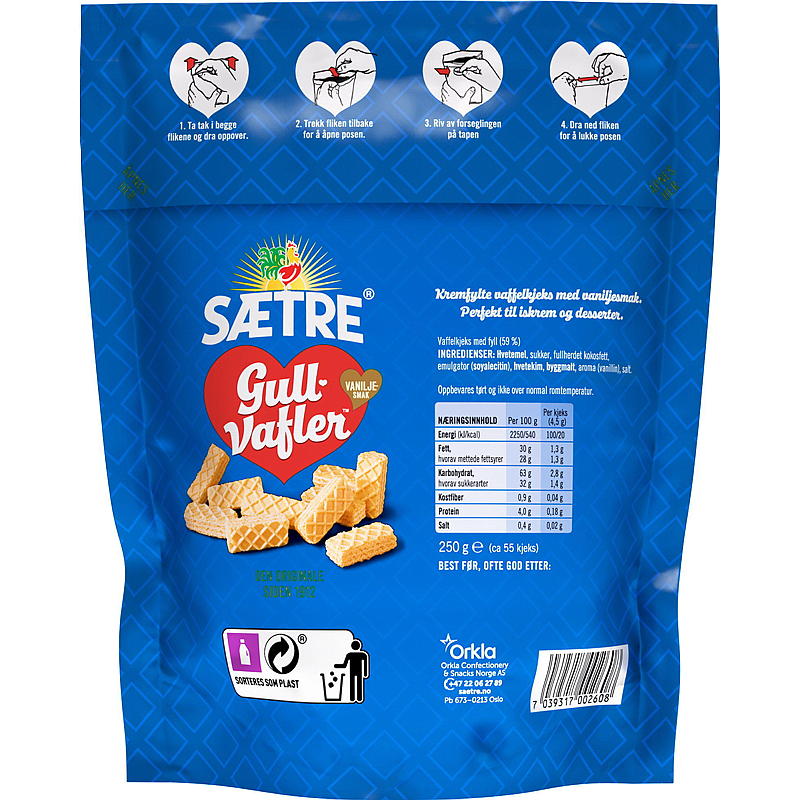 Sætre Gullvafler 250 g, vanilje