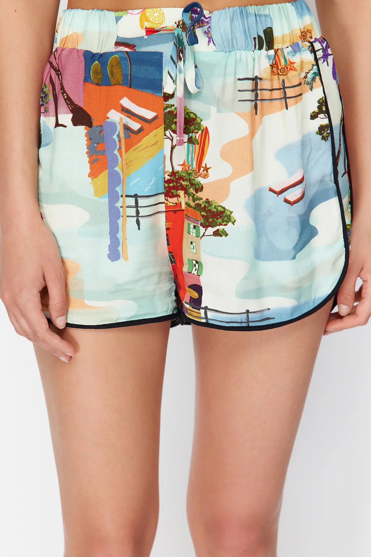 Trendyol Collection  Gewebtes Hemd-Shorts-Set mit Landschaftsmuster TBESS21AU0078