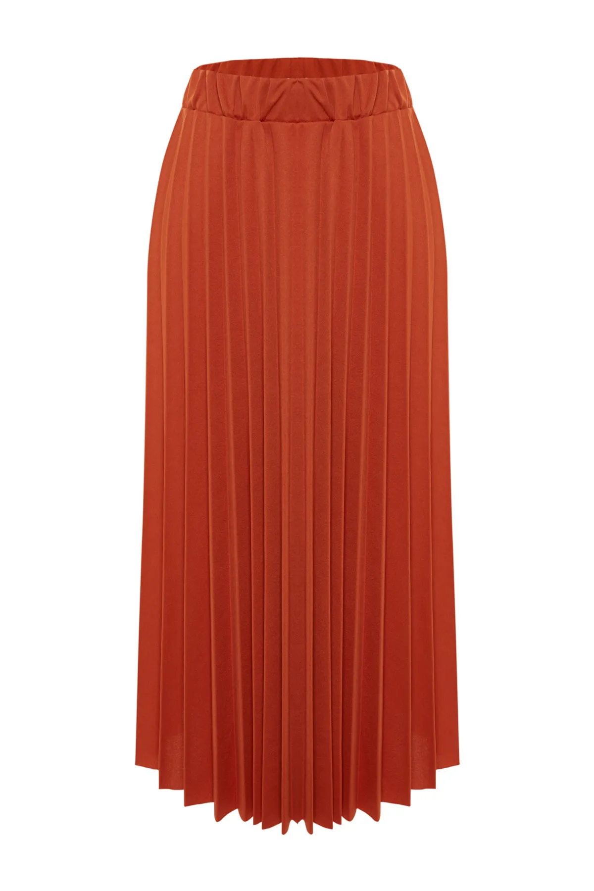 Trendyol Collection  Ausgestellter Midirock aus plissiertem Crêpe-Strick mit hoher Taille und Kachelmuster TWOSS23ET00048