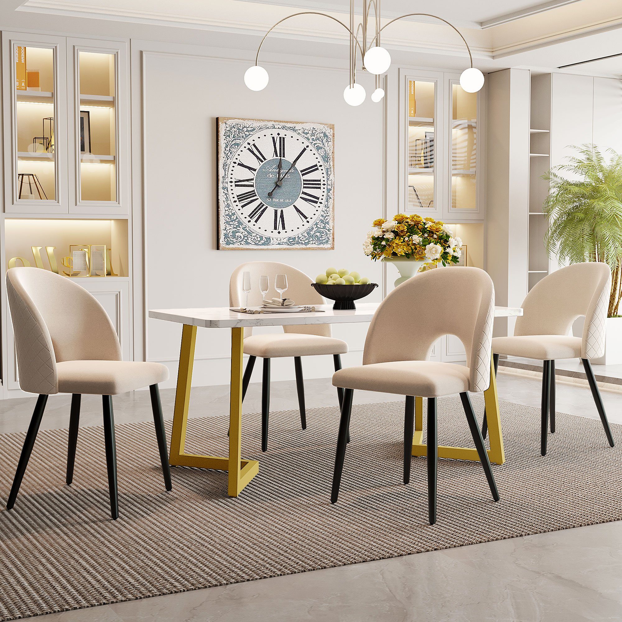 PFCTART Essgruppe Essgruppe,117×68cm Esstisch mit 4 Stühlen, Moderner Küchentisch Set, (5-tlg)
