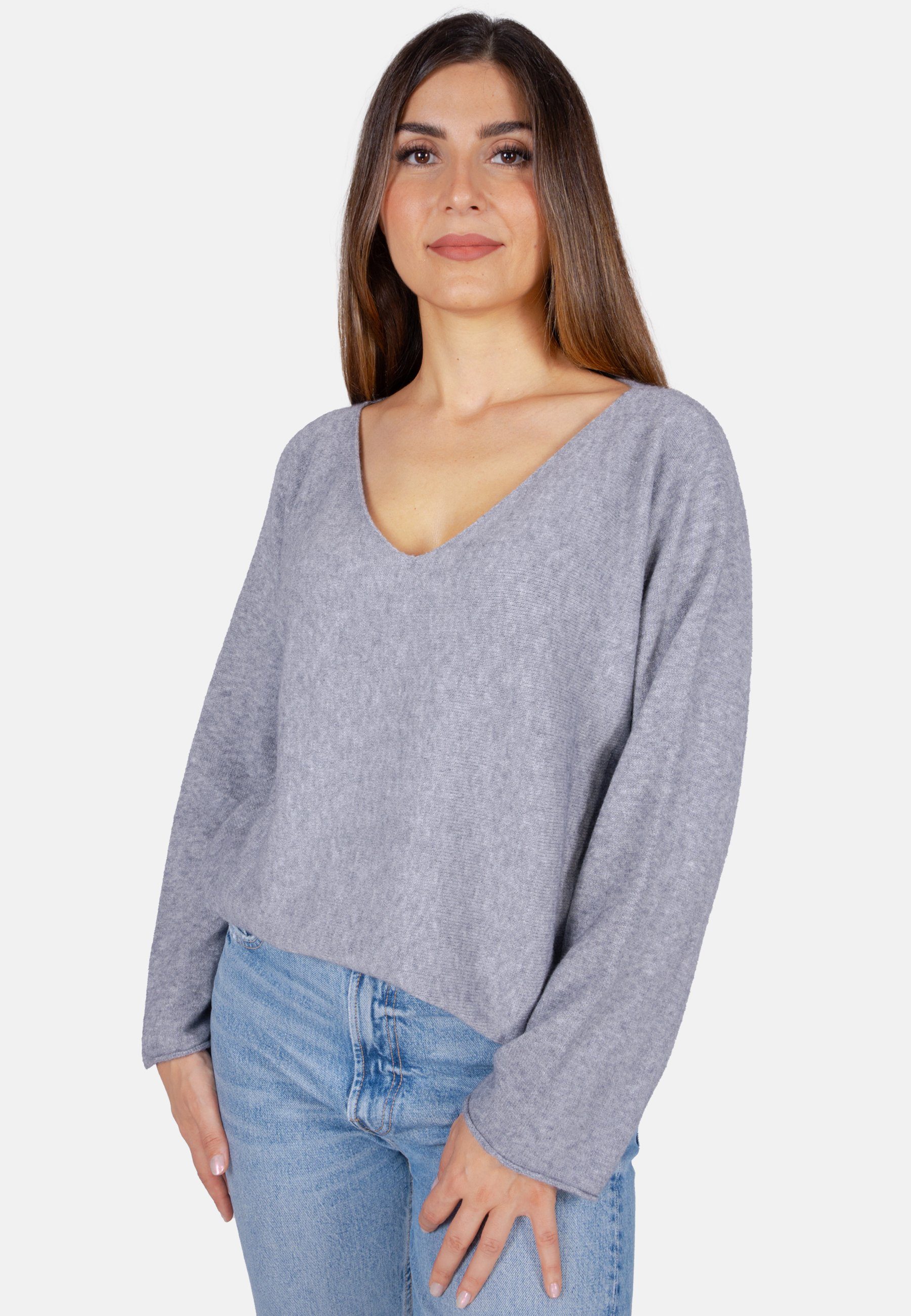 Seasons of April V-Ausschnitt-Pullover Lara Locker geschnittener Pulli mit V-Ausschnitt und in Uni Farben