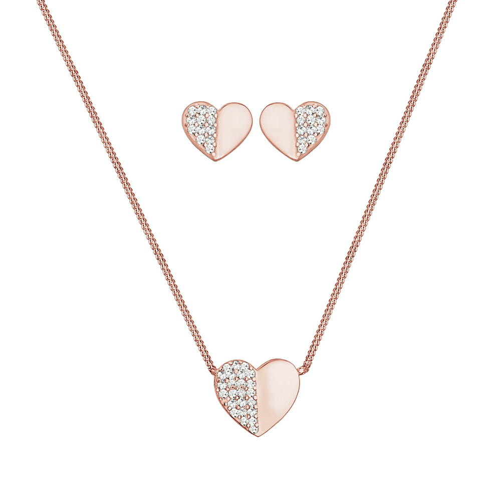 Elli Elli Ensemble de Bijoux Femmes Set cœur avec cristaux en argent sterling 925 Bijoux