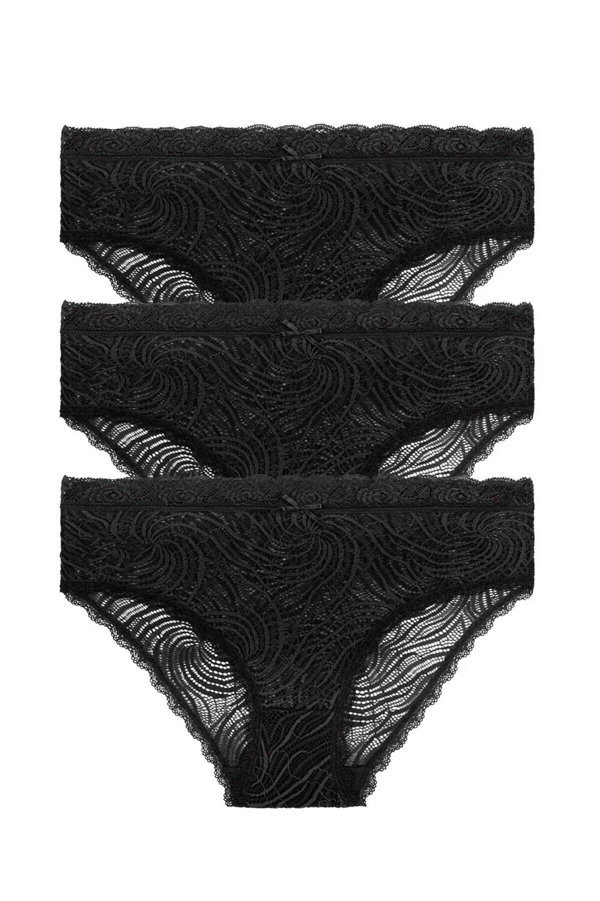 SUWEN  3-teiliges Slip-Höschen mit hoher Taille und Spitze