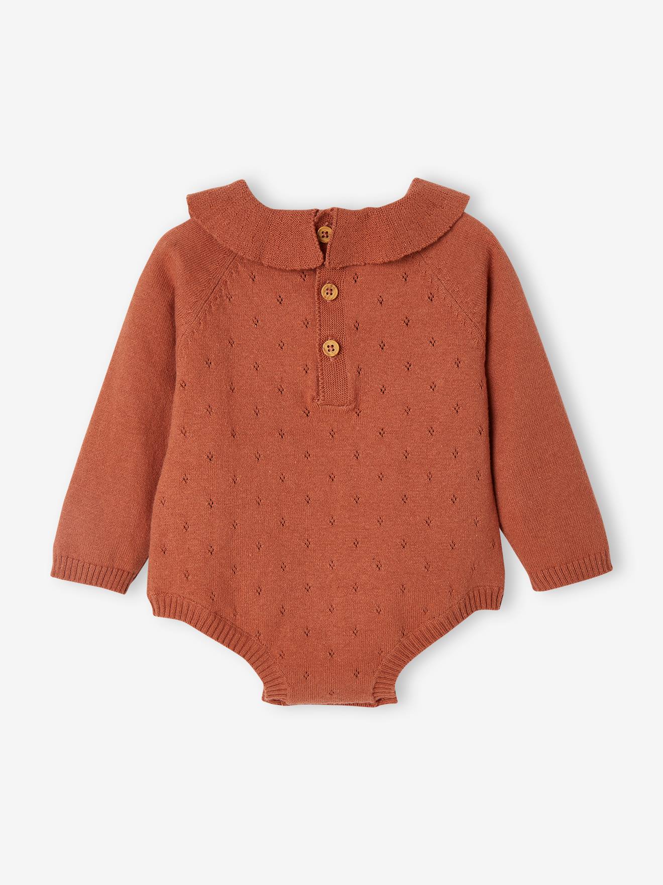 Vertbaudet Baby Strick-Body mit langen Ärmeln - terrakotta farbe