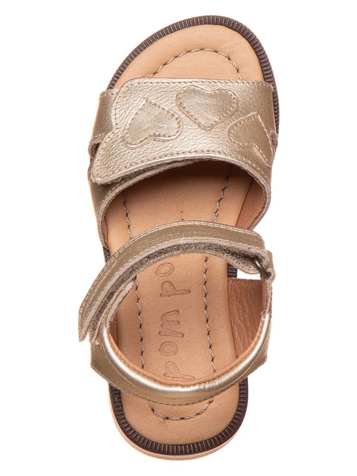 POM POM Leder-Sandalen in Gold günstig kaufen