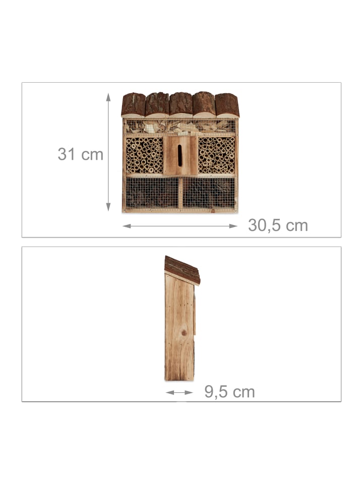 relaxdays Insektenhotel in Natur - (B)30,5 x (H)31 x(T)9,5 cm günstig kaufen onesize