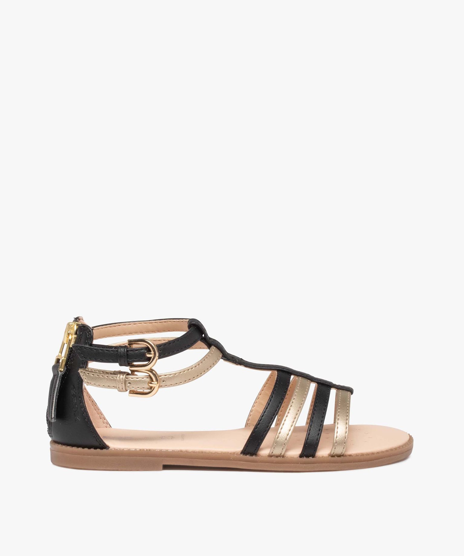 Sandales fille zippées à brides métallisées – Geox noir | GEMO