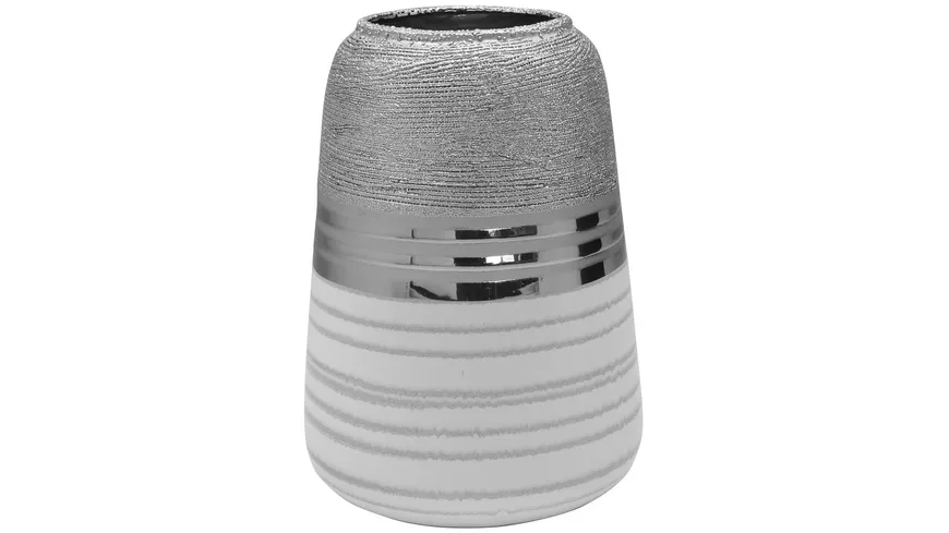 GILDE MODERN1 Konische Vase Lavena H=25cm silberfarben, weiß