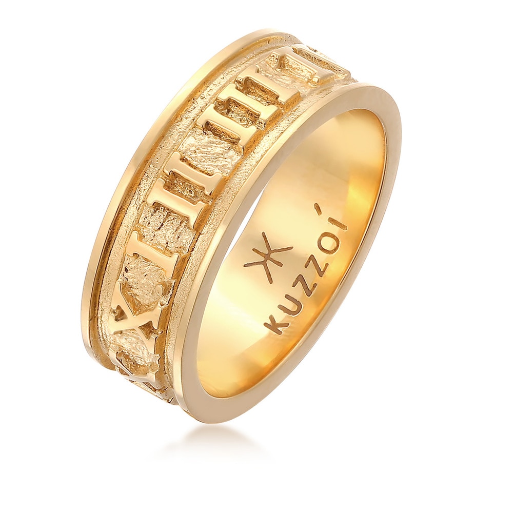 KUZZOI KUZZOI Bague Bague pour homme Chiffres romains Tendance solide oxydée en argent s Bague