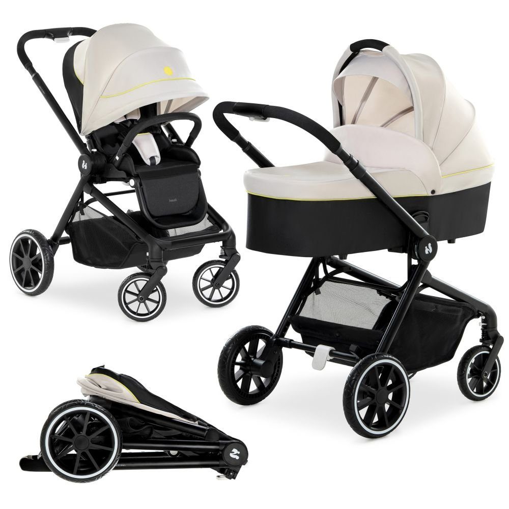 Hauck Kombi-Kinderwagen Move so Simply - Beige Neon, 2in1 Kinderwagen Buggy inkl. Babywanne & Sportsitz mit Liegefunktion