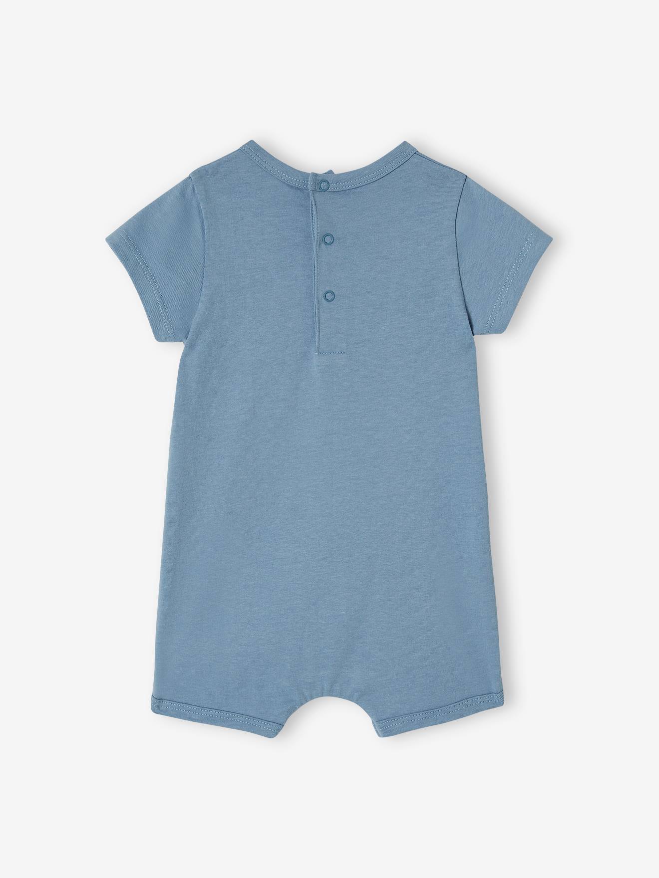 Combinaison courte bébé animal BASICS bleu ciel