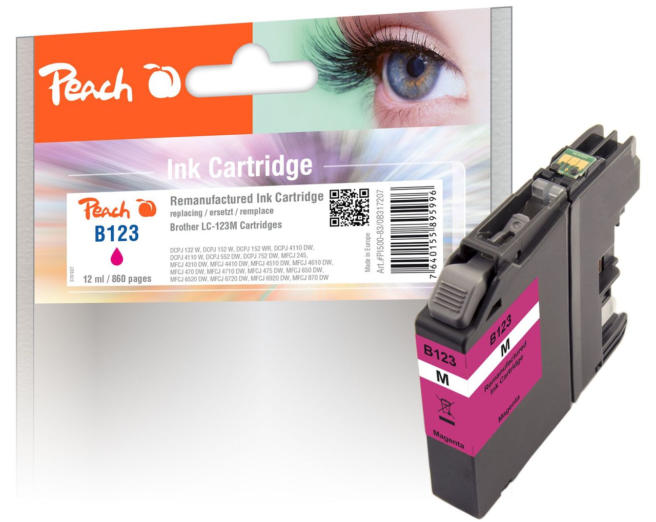 Peach Tintenpatrone magenta ersetzt Brother LC-123M