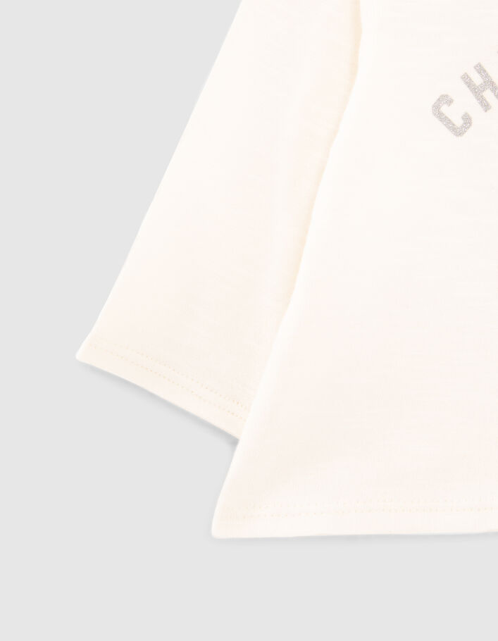 T-shirt écru visuel patins à roulettes bébé fille