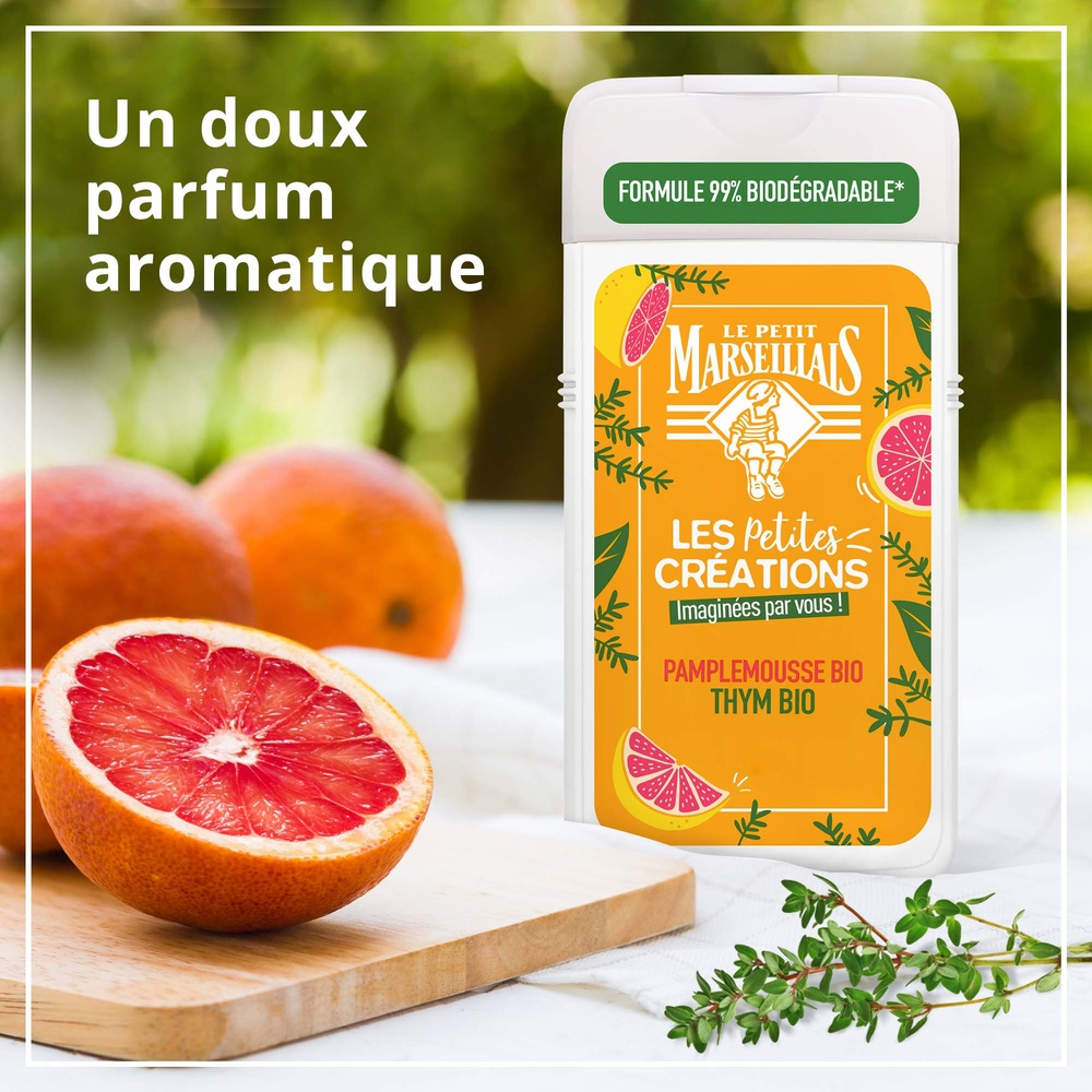 le petit marseillais Gel Douche Les Petites Créations Pamplemousse Bio & Thym Bio - 250 ml Gel douche