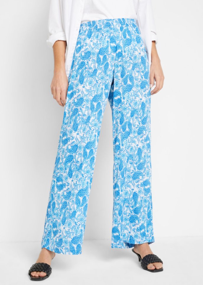 Viskose-Crinkle Palazzo-Hose mit Bequembund