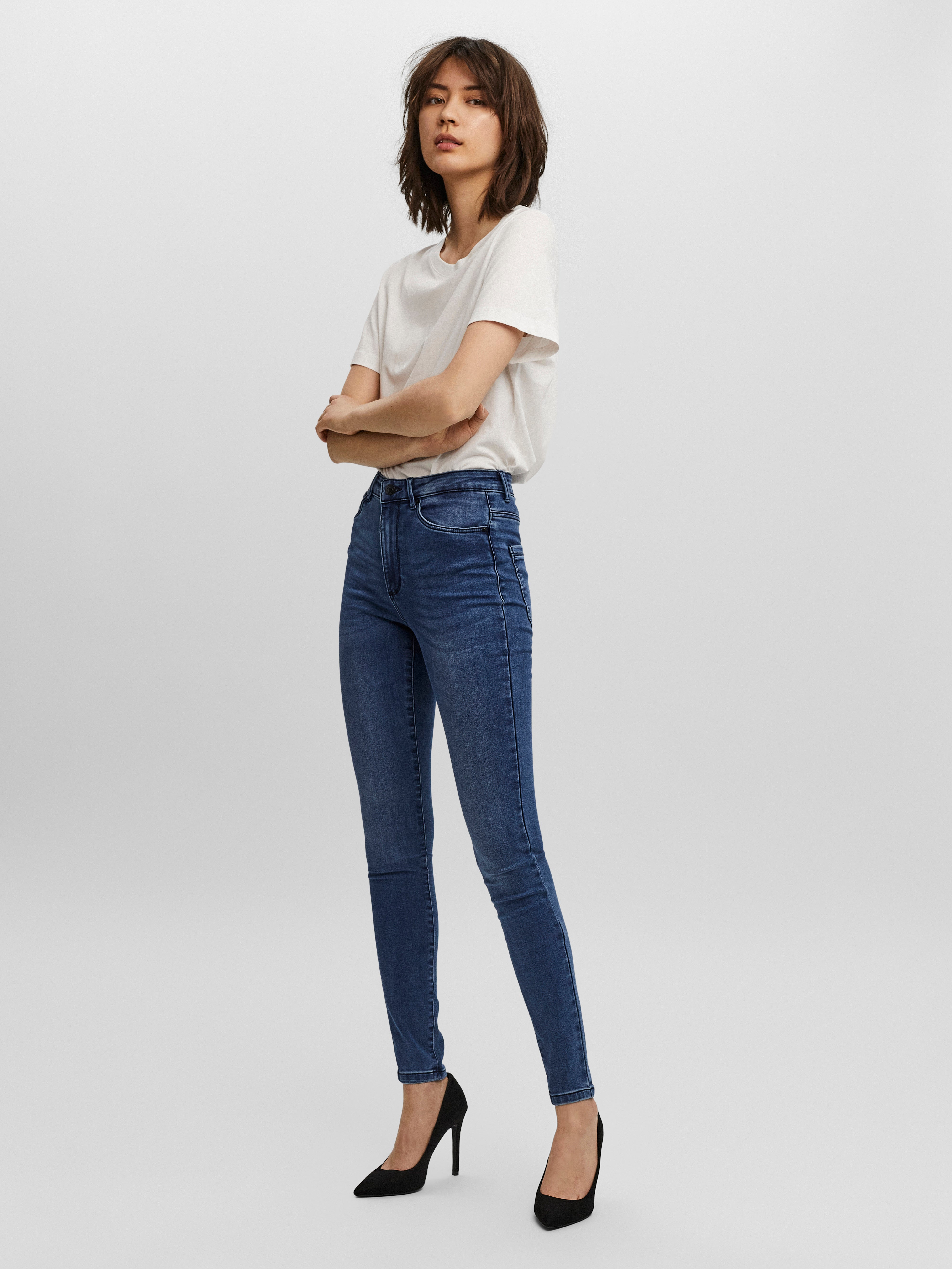 VMSOPHIA Hohe Taille Slim Fit Jeans