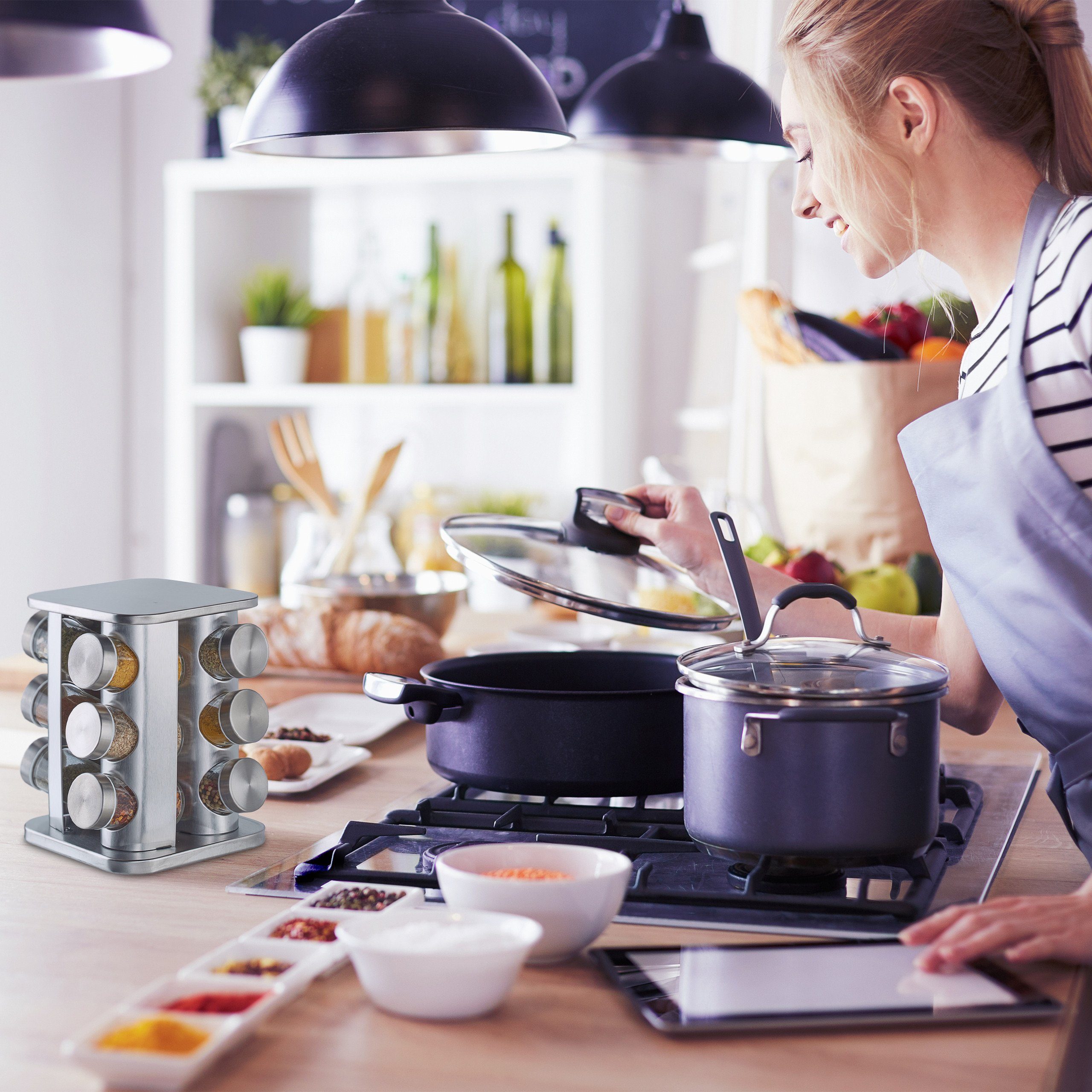 relaxdays Gewürzkarussell Gewürzkarussell mit 12 Gläsern