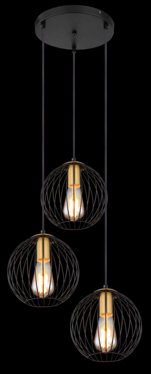 Globo Lighting - EUSEBIUS - Hängeleuchte Metall schwarz, 3x E27