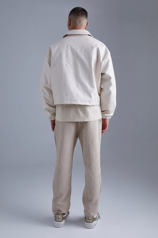 Kastige geprägte PU Harrington-Jacke