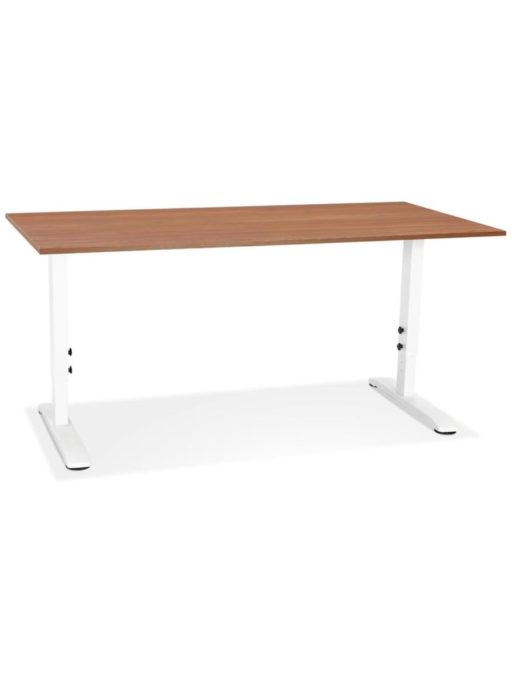 KADIMA DESIGN Schreibtisch höhenverstellbar 160x80 cm, Arbeitstisch geräumig in Braun-Weiß günstig kaufen