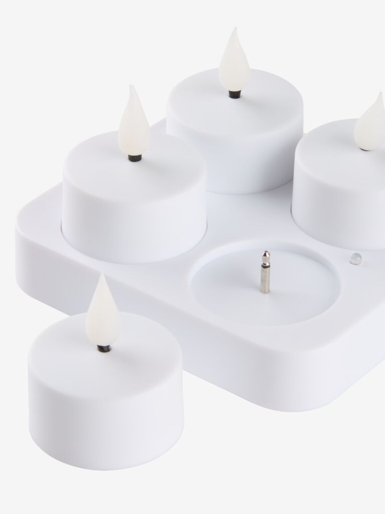 Vela LED JANSSON branca/preta com carregador e controle remoto, pacote com 4 unidades.