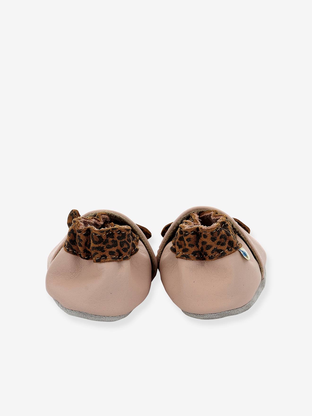 Chaussons cuir souple bébé fille Leo Mouse ROBEEZ© rose