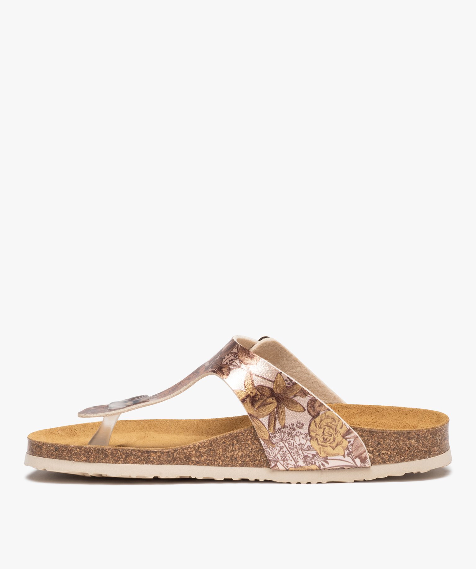 Mules femme à bride entre-doigts imprimée rose | GEMO