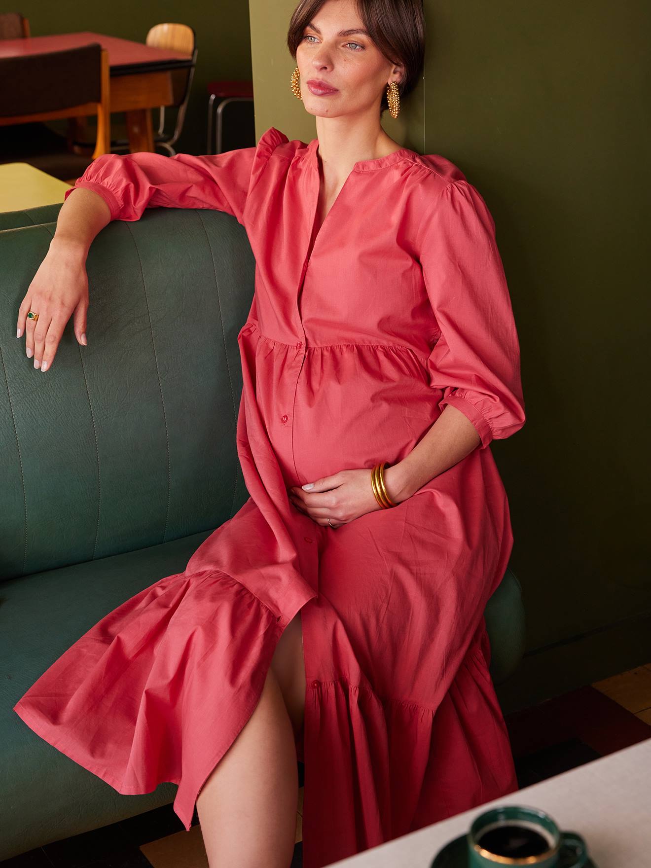 Envie de Fraise Langes Boho-Kleid für Schwangerschaft & Stillzeit ENVIE DE FRAISE - granatapfel