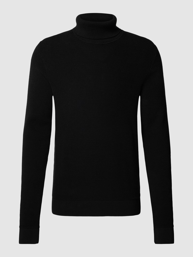 Strickpullover mit Rollkragen in schwarz