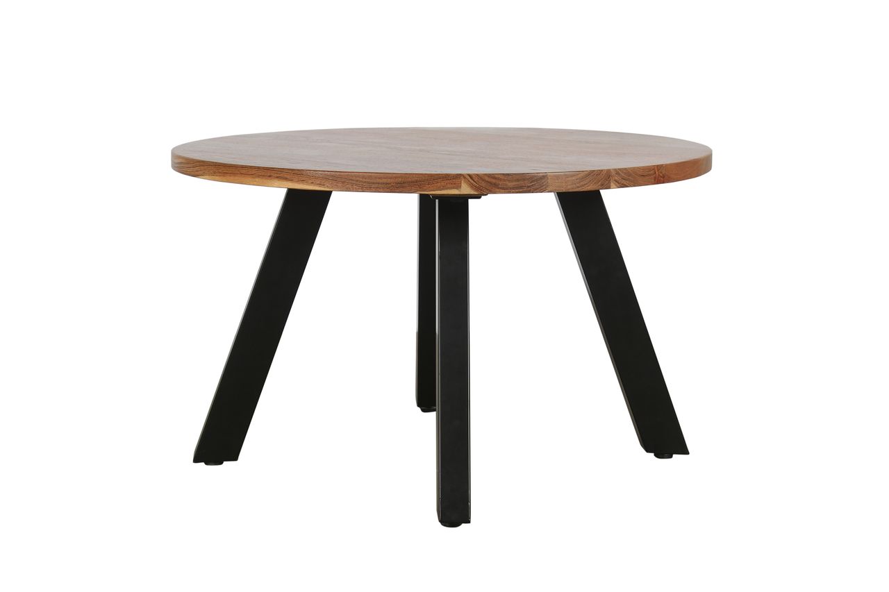 byLiving LARA Couchtisch, Breite 75 cm, Akazie natur lackiert, Metall schwarz pulverbeschichtet