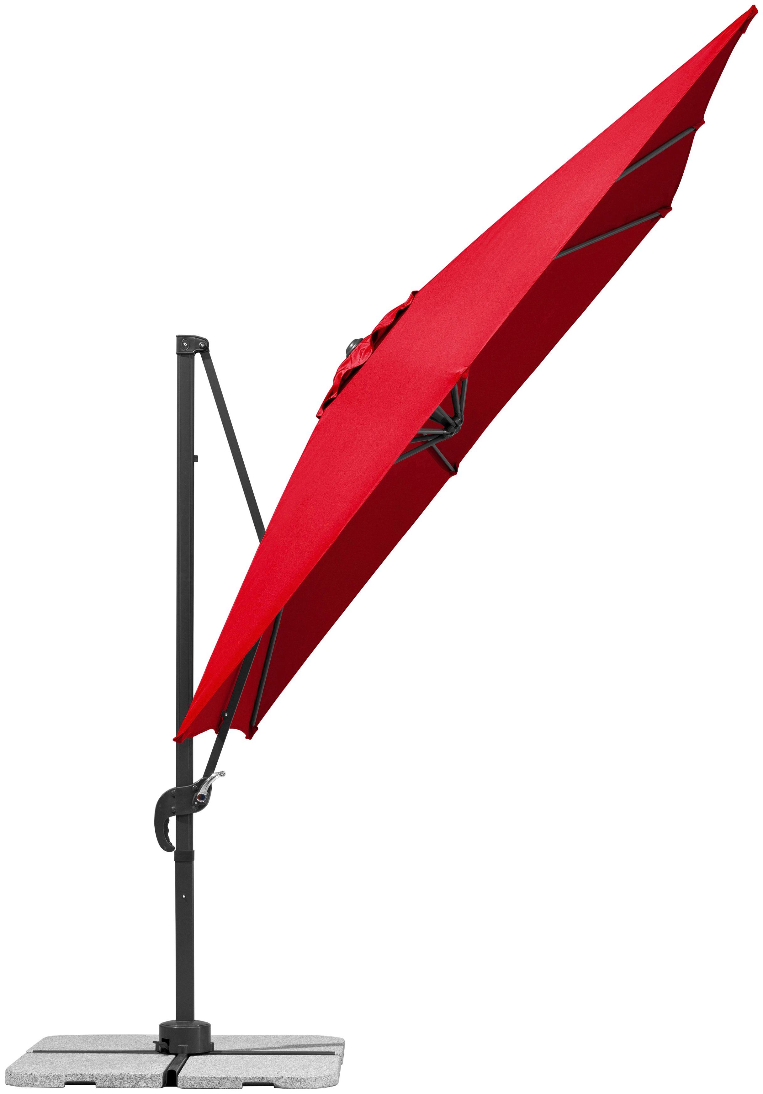 Schneider Schirme Ampelschirm Rhodos Junior, LxB: 270x270 cm, rot, quadratisch, ohne Wegeplatten
