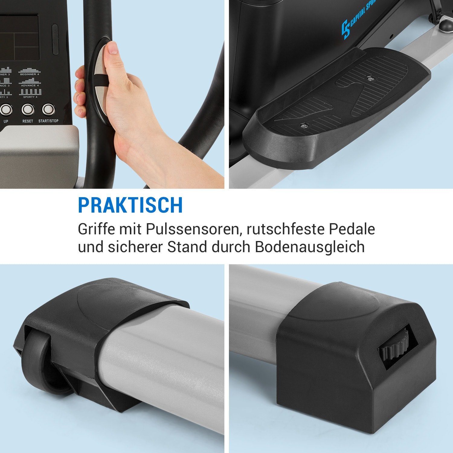 Capital Sports Heimtrainer Helix Comfort (Tablet-Halterung ; Kinomap App;Trainingscomputer mit LCD-Display; USB)