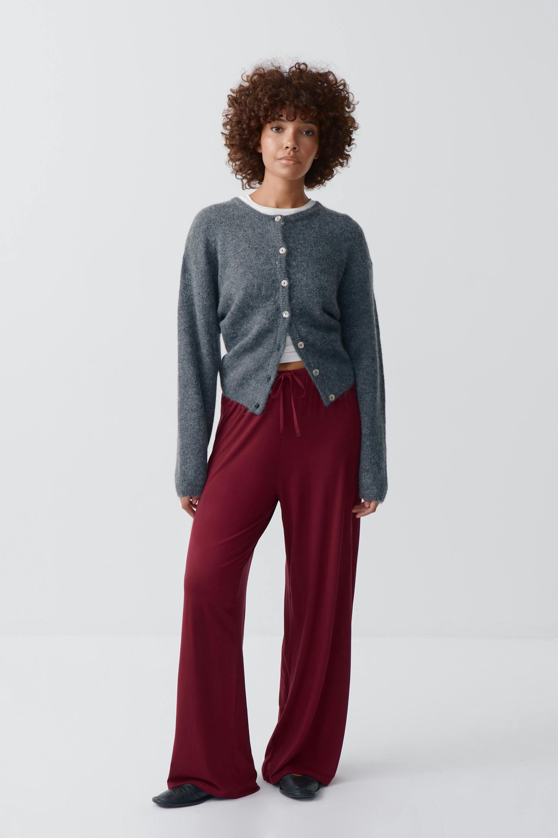Drawstring wide trousers