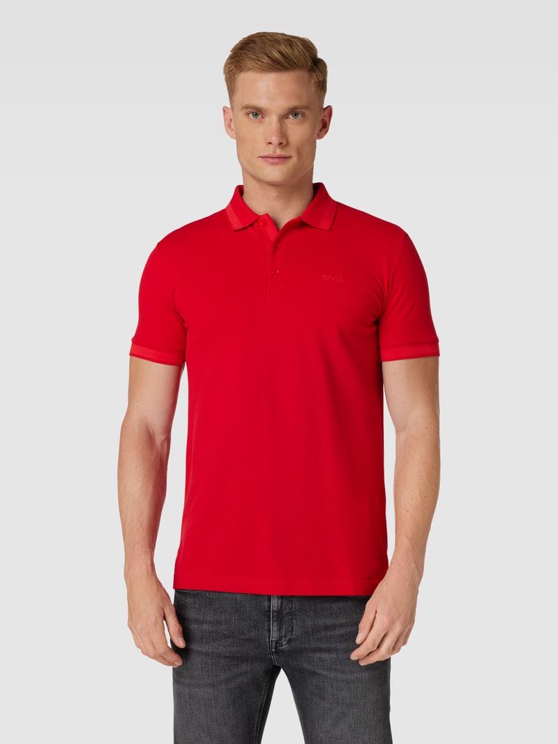 Poloshirt mit Label-Stitching Modell 'PADDY' in rot