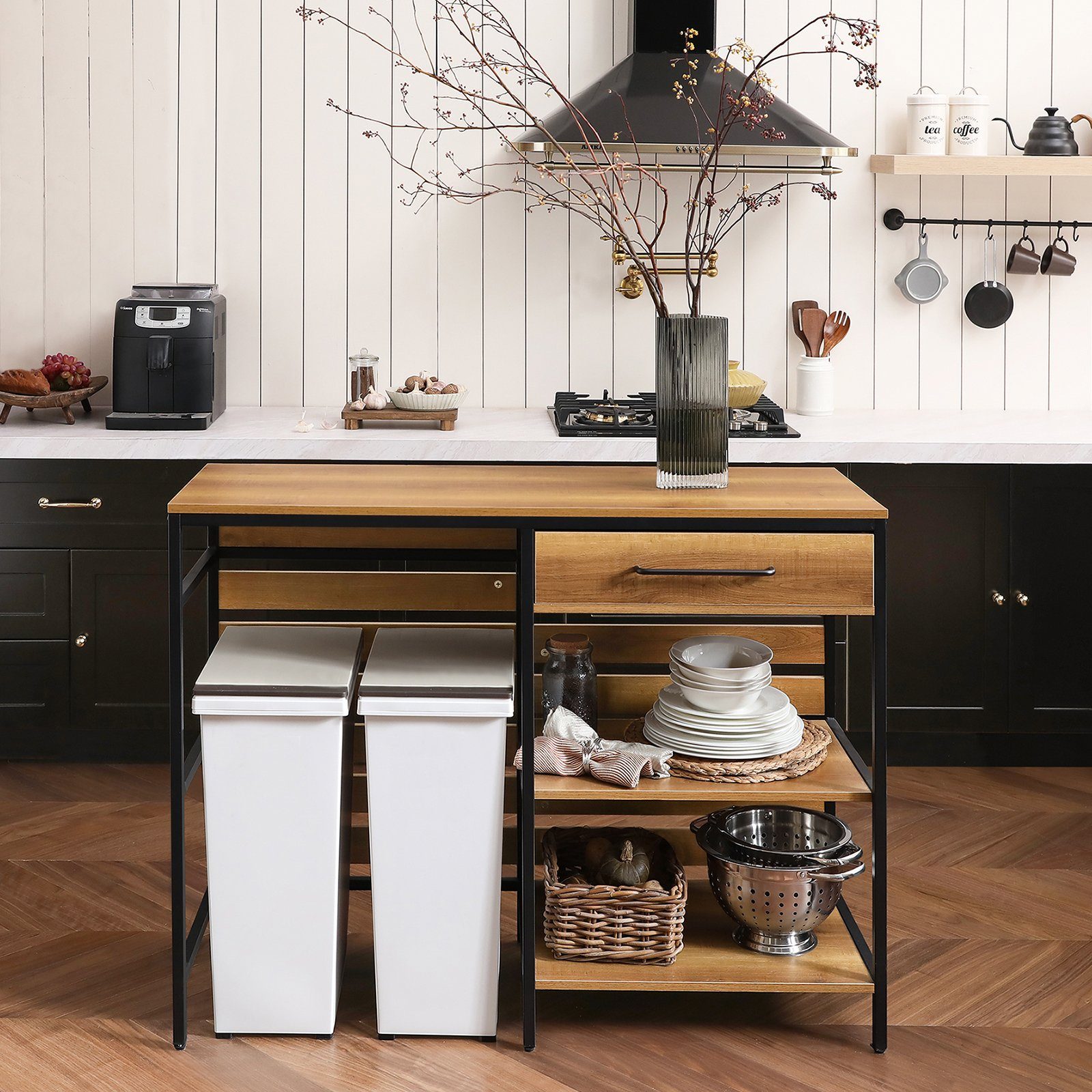 SoBuy Küchenbuffet FSB71 Sideboard mit 1 Schublade und 2 offnen Ablagen Küchenschrank
