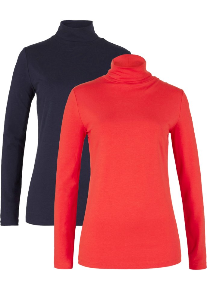 Langarmshirt mit Rollkragen (2er Pack)