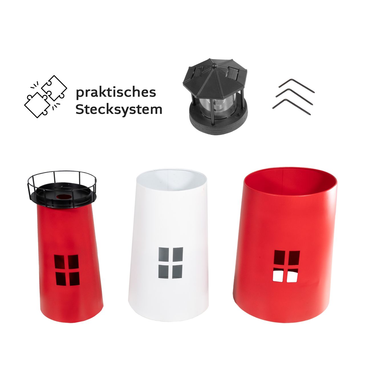 Lemodo Gartendeko Solar Leuchtturm mit rotierender LED-Beleuchtung 120 cm hoch
