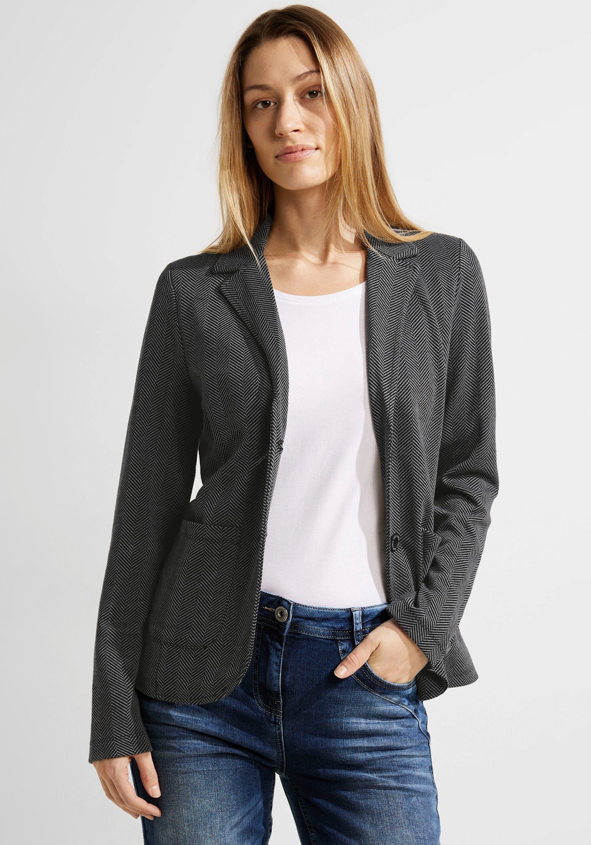 Cecil Jerseyblazer mit Fischgratmuster