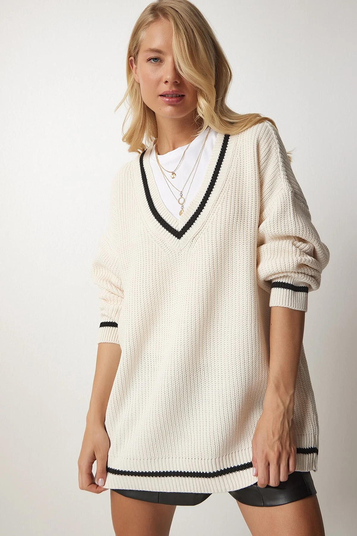 Happiness İstanbul  Pullover - Ecru - Oversized