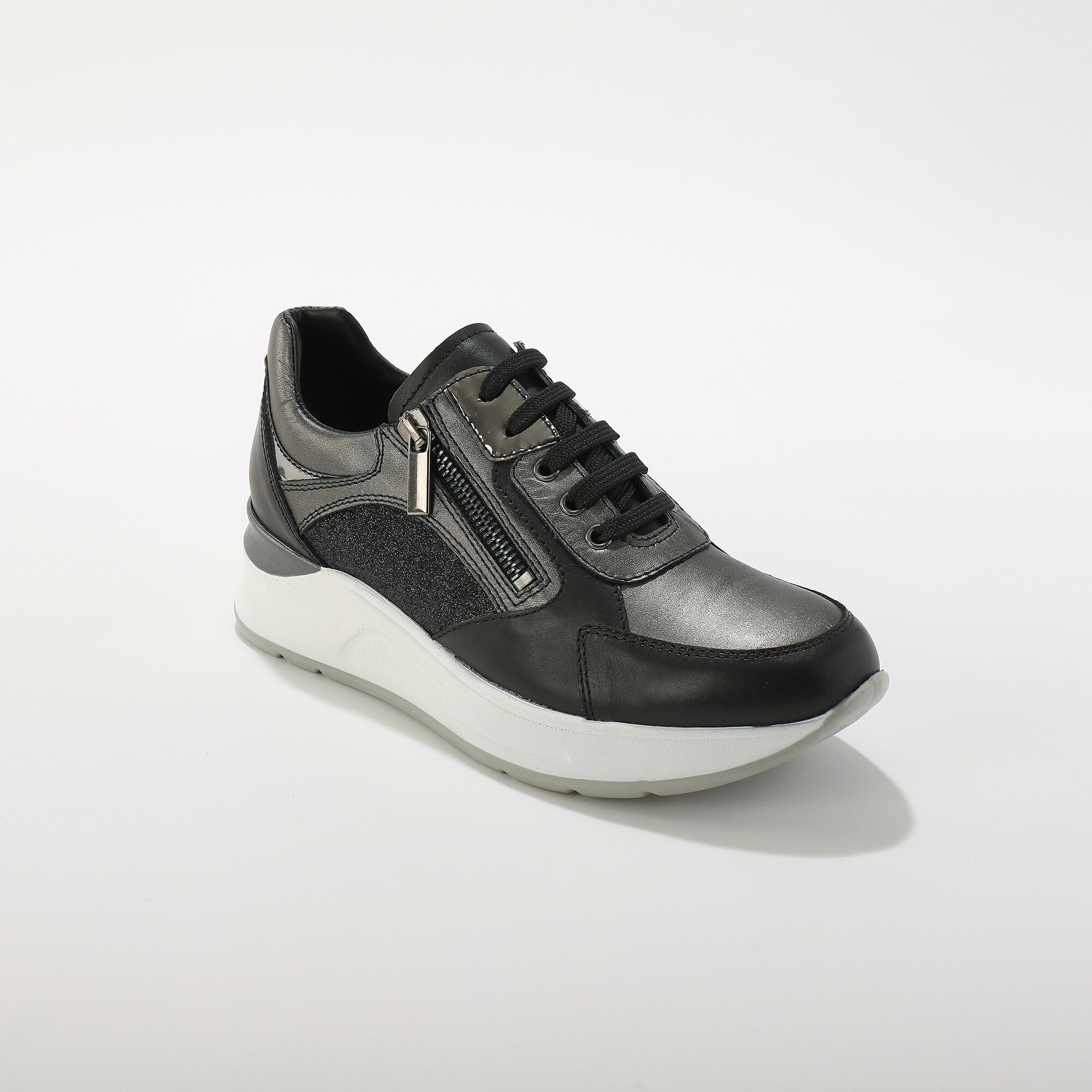Sneakers compensées en cuir