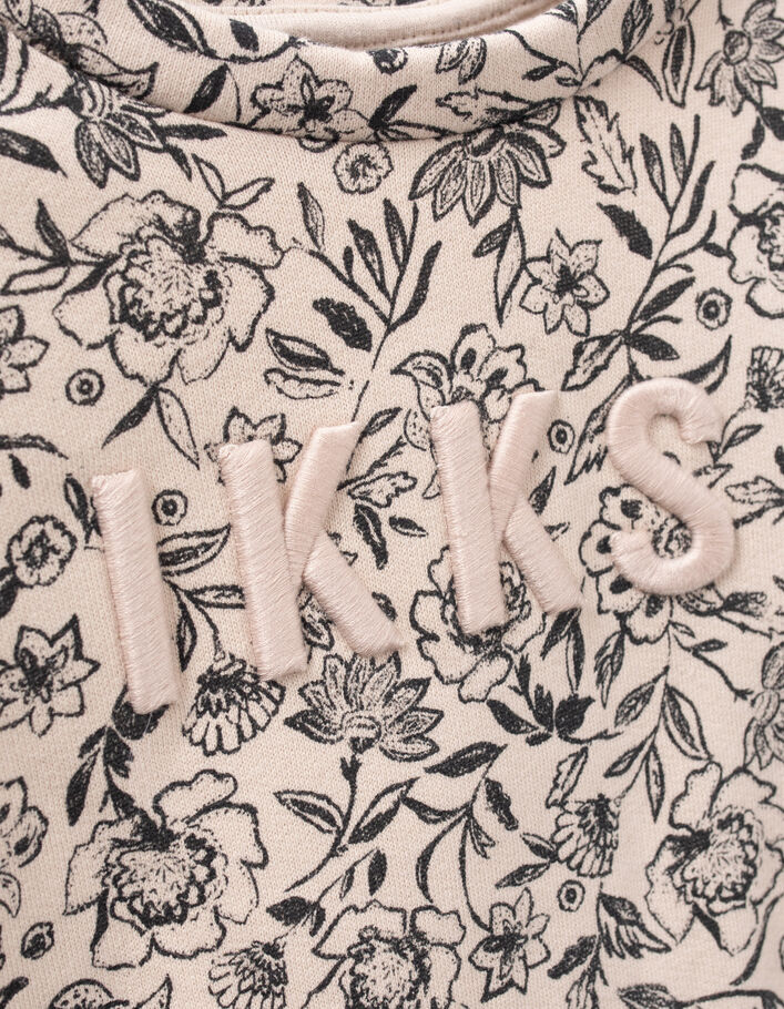 Sweat beige coton bio imprimé fleurs fille