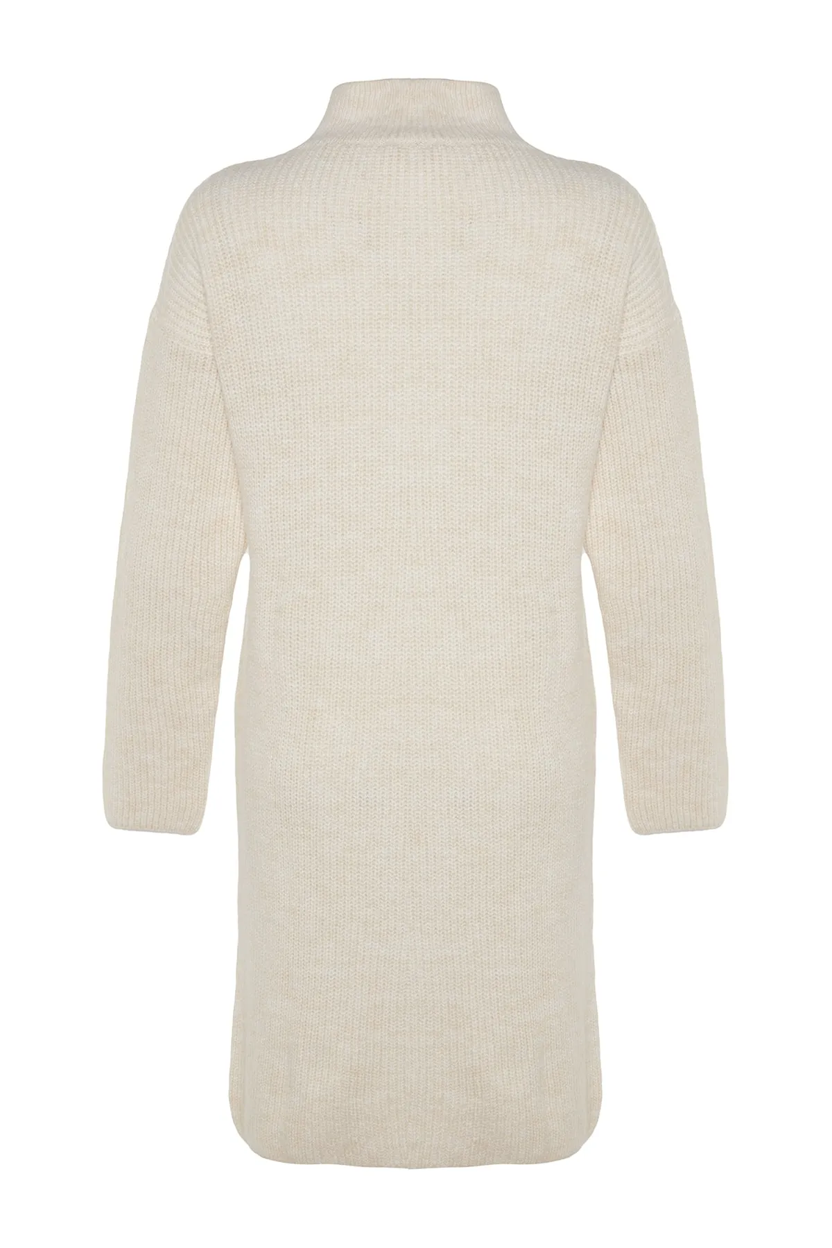 Trendyol Collection  Steinfarbenes Mini-Strickkleid mit hohem Kragen TWOAW24EL00058