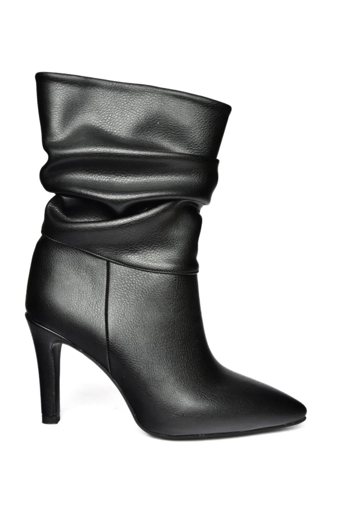 Fox Shoes  R404020309 Schwarze, geraffte Damenstiefel mit dünnem Absatz