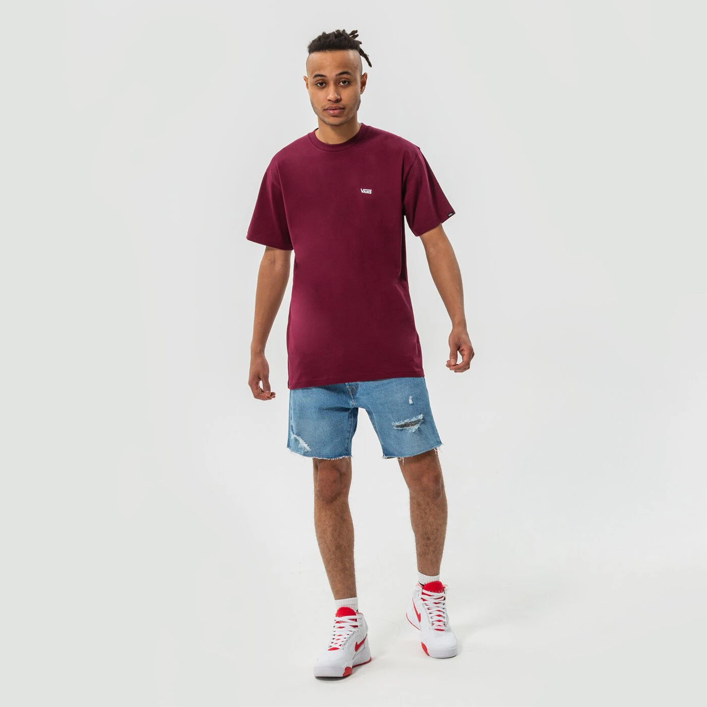 VANS T-SHIRT MN LEFT CHEST LOGO TEE BURGUNDY Dunkelrot