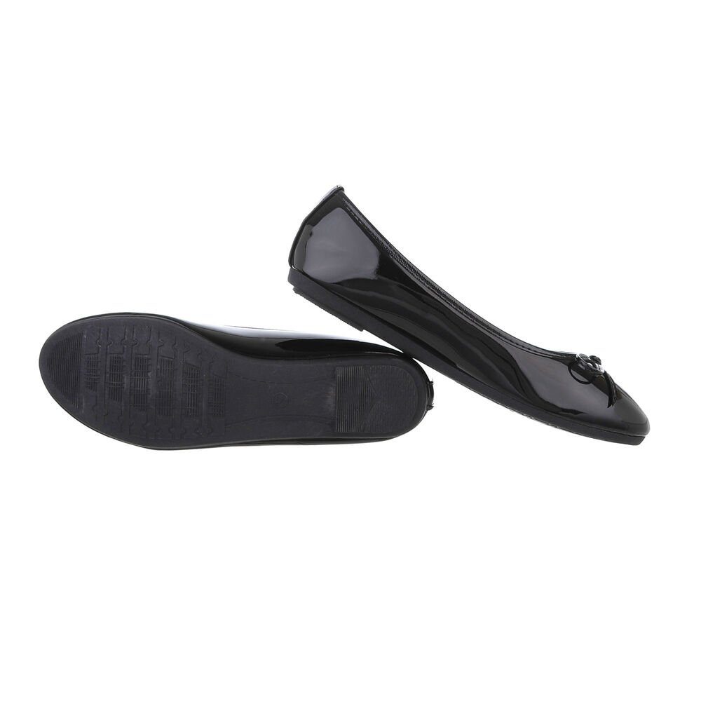Ital-Design Damen Schlupfschuhe Freizeit Ballerina Blockabsatz Klassische Ballerinas in Schwarz