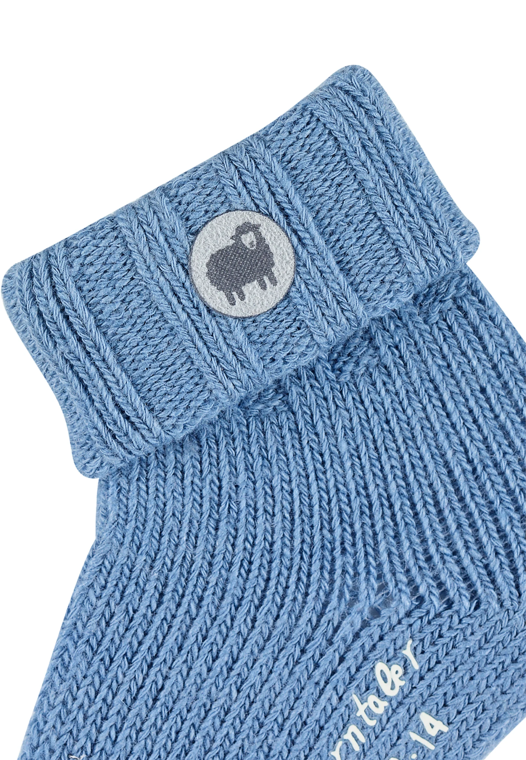 Babysocken uni, mit Wolle und Applikation Schaf