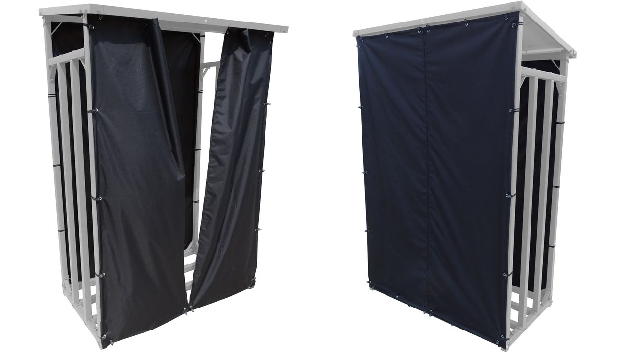 Grasekamp Wetterschutz Set Front und Rückwand zu Kaminholzunterstand XL 200x70x203cm Polyester Schwarz