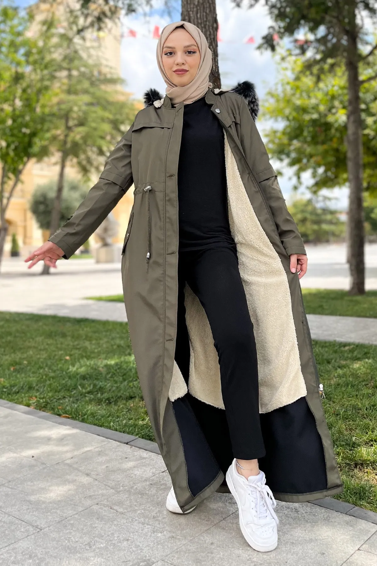 Tesettür Dünyası  Bondit Ärmeljacke Tsd220826 Khaki