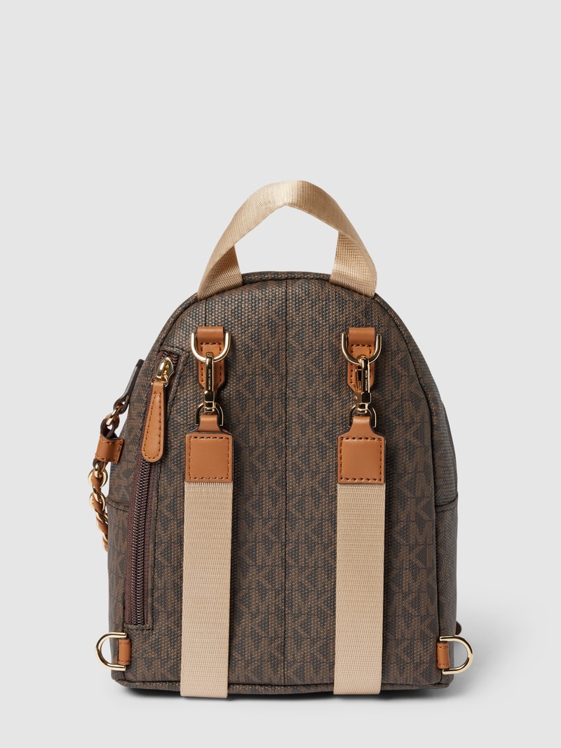 Rucksack mit Allover-Logo Modell 'SLATER' in dunkelbraun